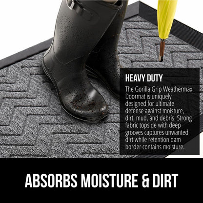 GORILLA GRIP 100% Waterproof All-Season WeatherMax Doormat, 34x58, US Designed Natural Rubber