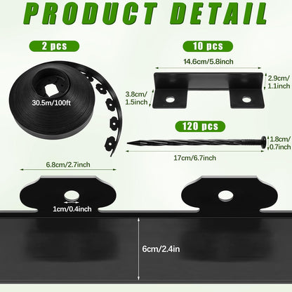Sasylvia 2.5'' x 200' Landscape Edging Kit Edging Border Coil Include Anchoring Spikes 10