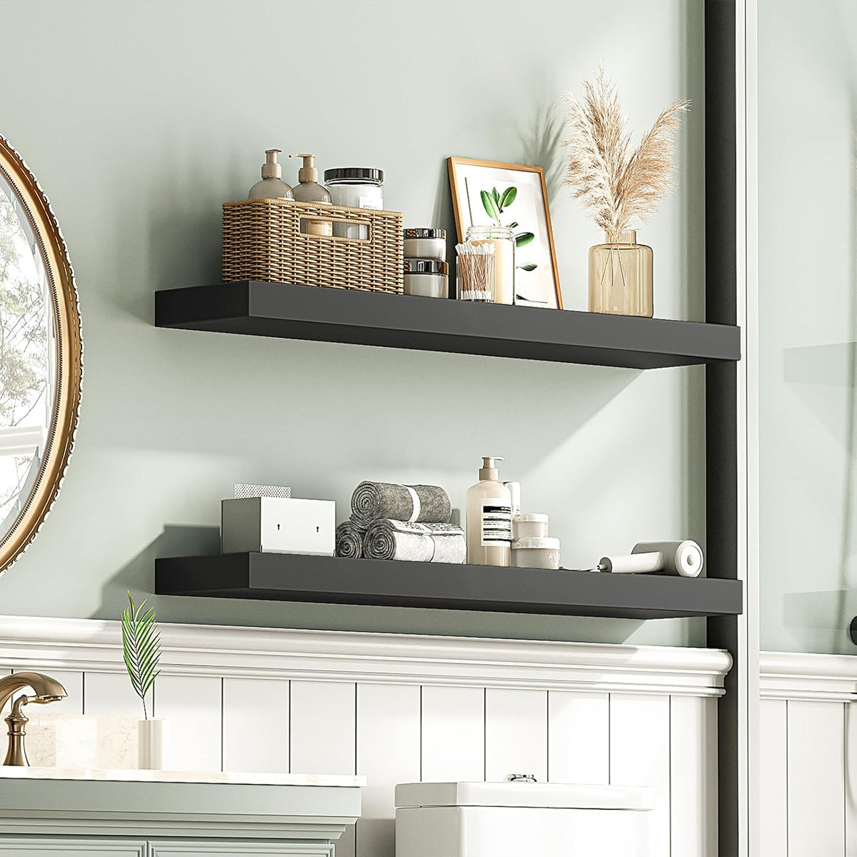 HOOBRO Floating Shelves for Wall, Wall Mounted Shelf Set of 2, 31.5" Hanging Shelf with Invisible