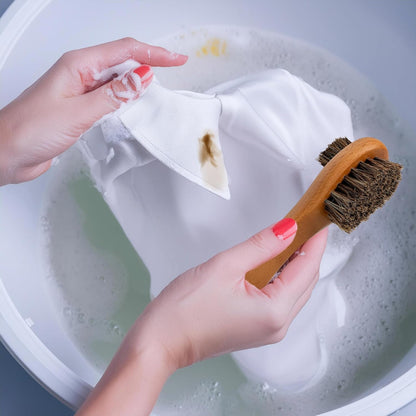 DUGATO Dual-Bristle Horsehair Laundry Stain Brush Set (2pcs) - Gentle & Tough Scrubbing for