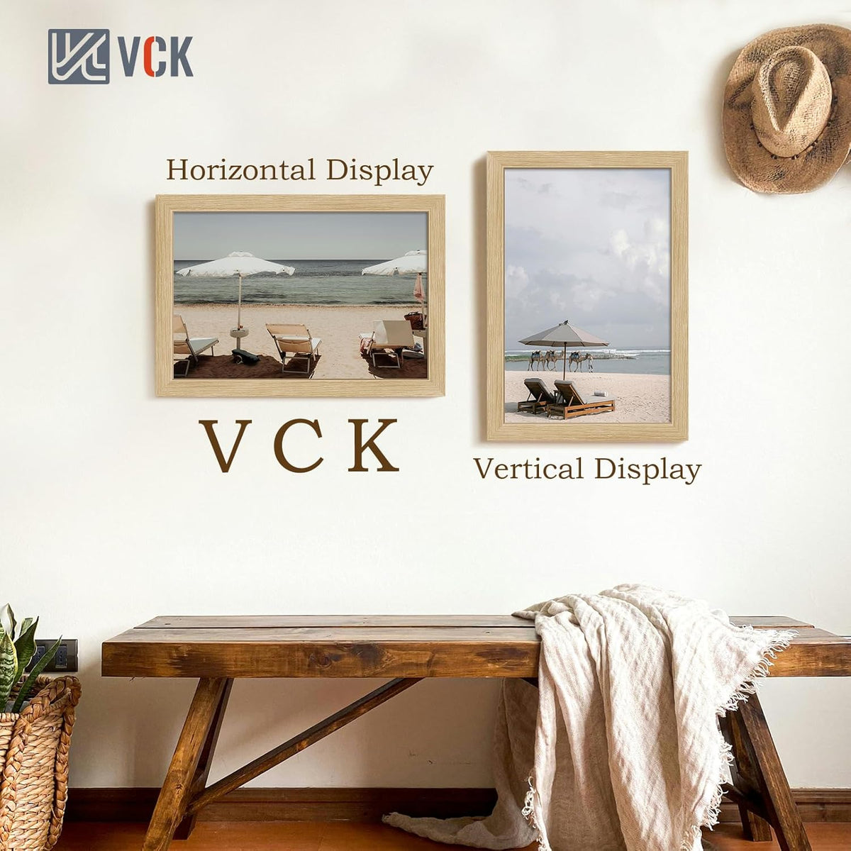 VCK 12x18 Oak Wood Frame for Poster & Picture, Natural Solid Wood Photo Frames 3 Pack, Wall Gallery