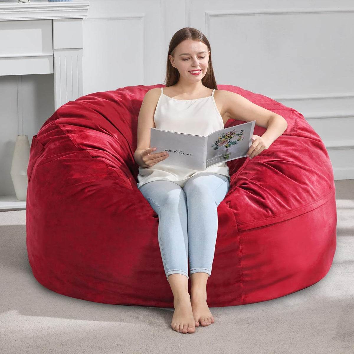 Hobestluk 4FT Bean Bag Chair Giant Bean Bag Chairs for Adults Large Bean Chairs with Removable