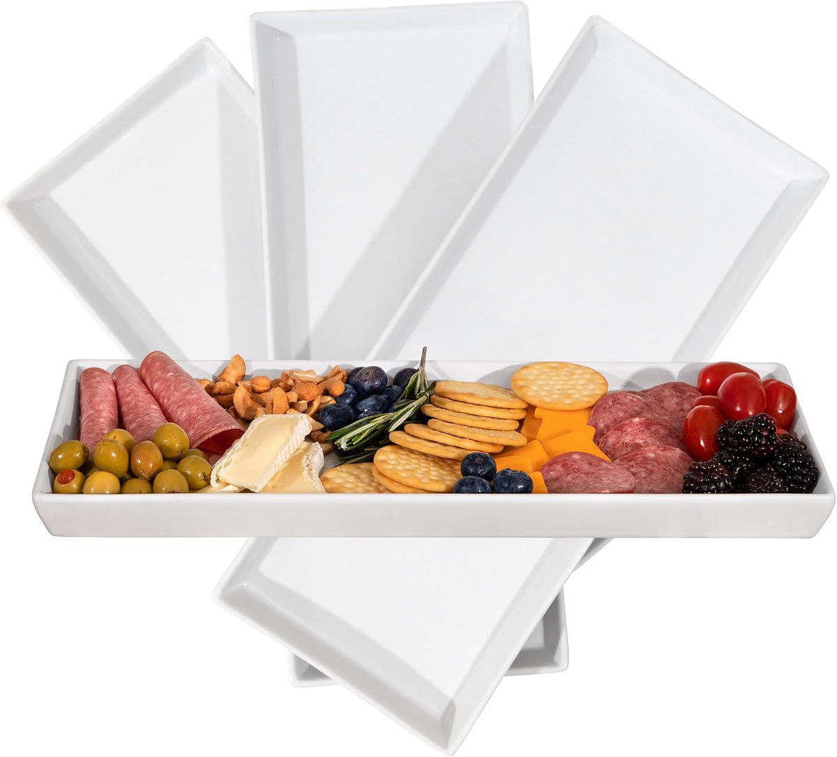 Home Beets White Ceramic Serving Platters (14 x 6 Inch Rectangle Plates) Serving Dishes for