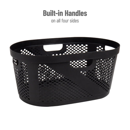 Mind Reader 40L Ventilated Laundry Baskets, Lightweight Clothes Hamper with Cutout Handles for