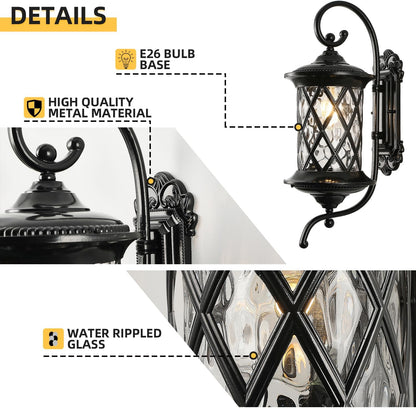 Retro Large Outdoor Wall Lanterns 24" Exterior Light Fixtures Coach Light Waterproof Aluminium with