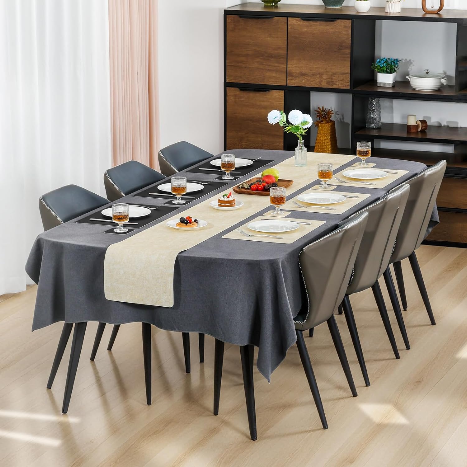 Myir JUN Placemats Dual Sided, Faux Leather Place Mats Set of 8 Indoor Placemats for Dining Table