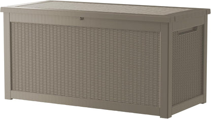 320 Gallon Outdoor Storage Box Patio Deck Box Waterproof, Resin Lockable Outside Large Storage Bin