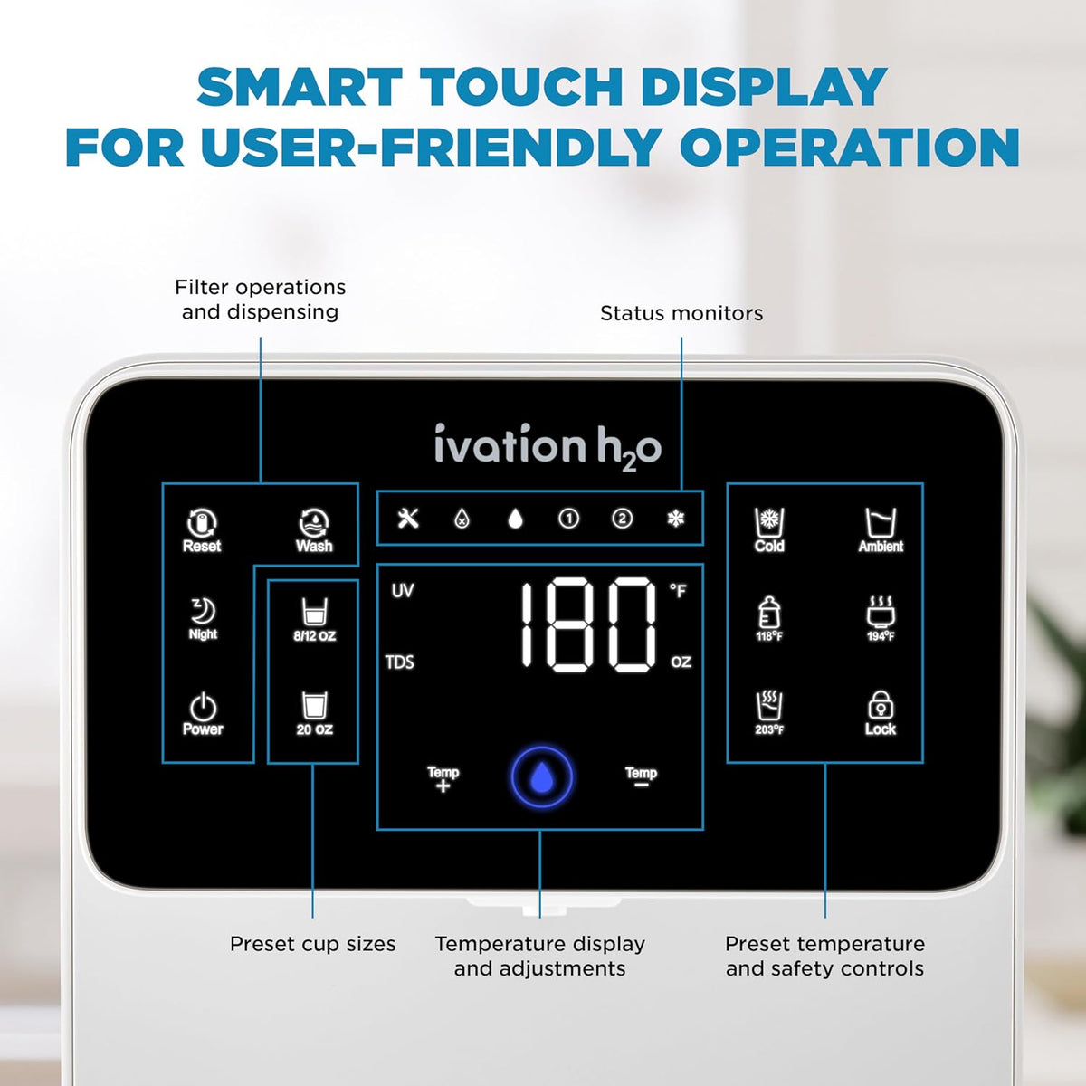 Ivation H2O Hot & Cold Countertop, Reverse Osmosis Water Filter, TDS Filter System, 4 Stage RO