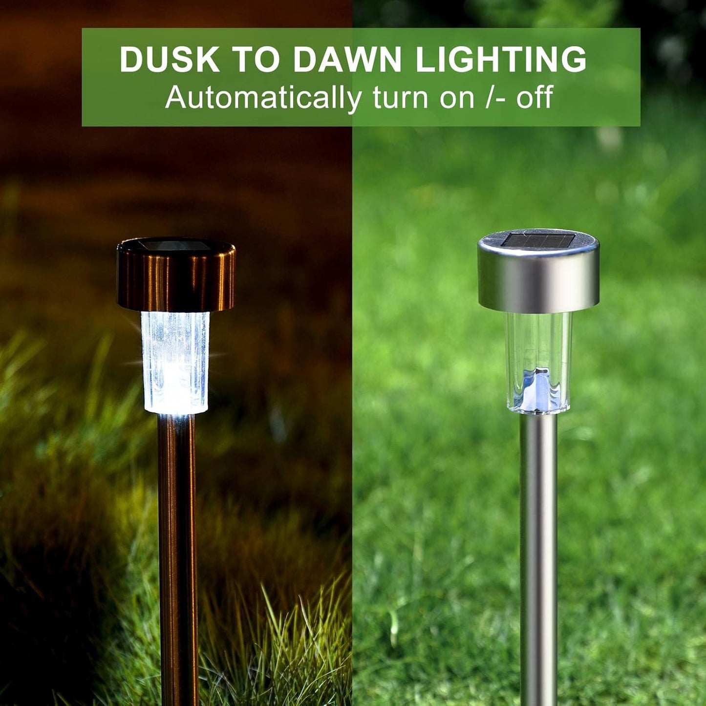 Solar Lights Outdoor Waterproof, Stainless Steel LED Landscape Lighting, Solar Garden Lights Solar
