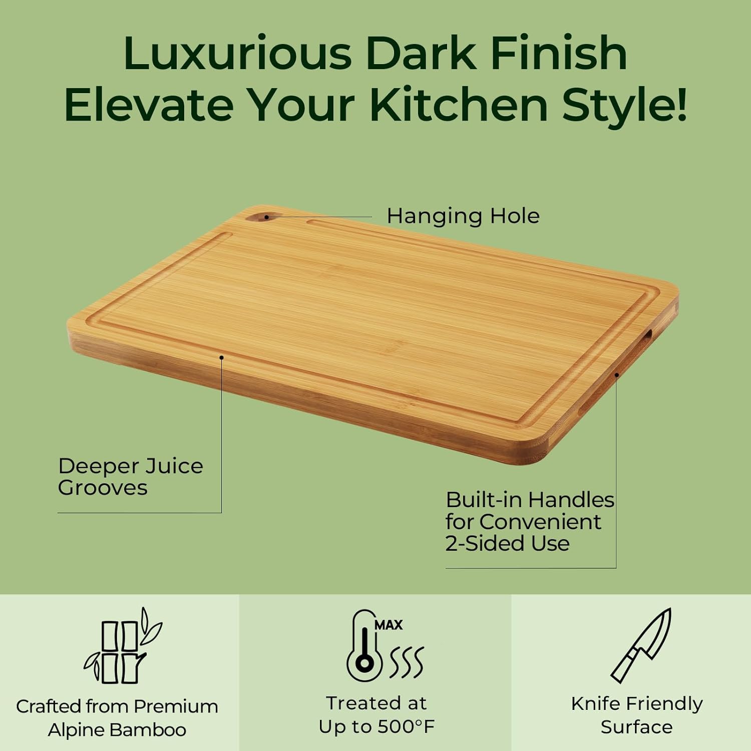 4-Pcs Natural Wood Cutting Board Set Kitchen Tools with Juice Groove, Wooden Chopping Board for