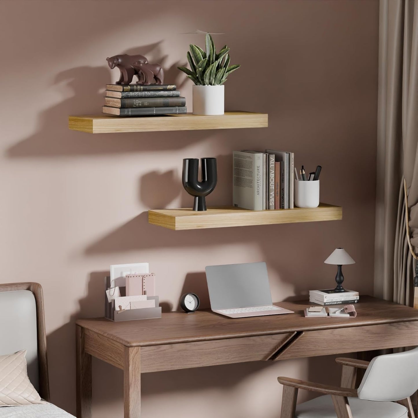 IAE Floating Wall Shelves 16 inch,Bathroom Shelves Wall Mounted,Invisible Shelves Floating Kitchen