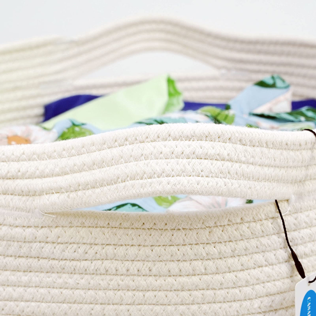 Casaphoria Natural Woven Cotton Rope Storage Basket,Jute Laundry Basket for Bedroom, for Organizing