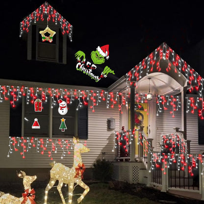 YEGUO 33ft 400 LED Red and White Icicle Lights Outdoor Waterproof, 80 Drops Icicle String Lights