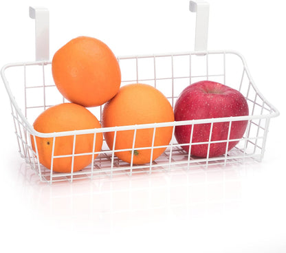 LeleCAT White Basket with hook Grid Storage Basket,Hang it behind a door or on a railing,Over the