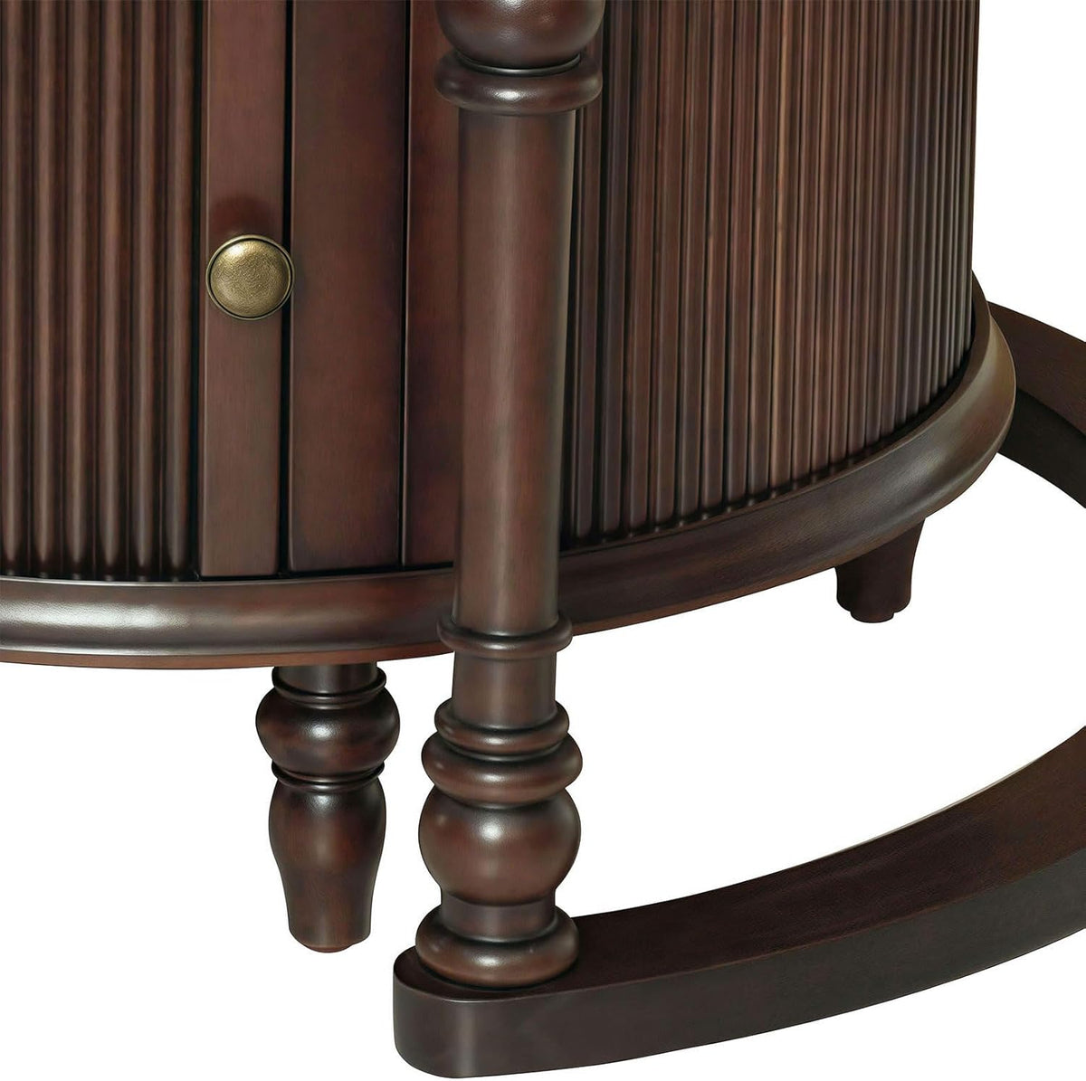 31.5'' Nesting Coffee Table Set of 2, Solid Wood Round Nesting Coffee Table Fluted with Storage