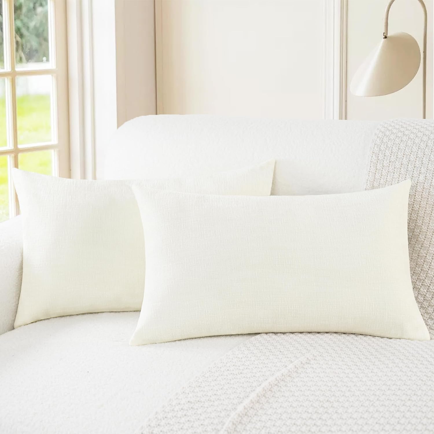 CaliTime Throw Pillow Covers Decorative 16 X 26 Inches Pack of 2 Cozy Chenille Cushion Cases for
