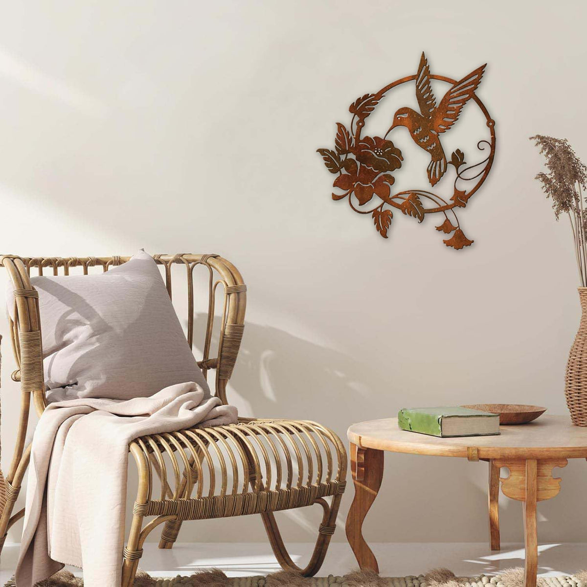 Zoihet Round Metal Bird Wall Art Decor - Hummingbird Wall Art Silhouette for your patio, garden