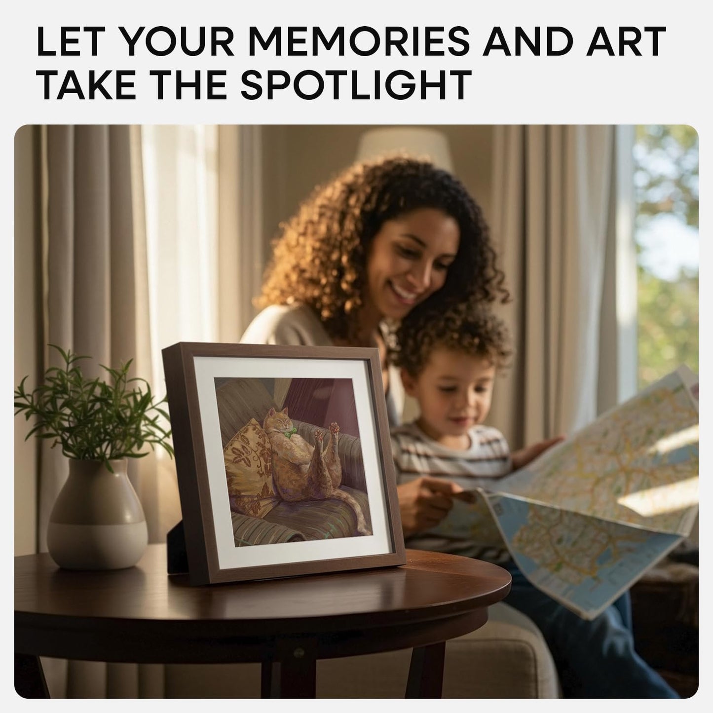 Homeforia 10x10 Picture Frame Brown, High-End Dark Oak 10 x 10 Square Brown Wood Frames with Mat 8