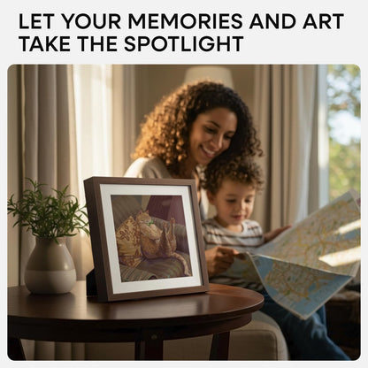 Homeforia 10x10 Picture Frame Brown, High-End Dark Oak 10 x 10 Square Brown Wood Frames with Mat 8