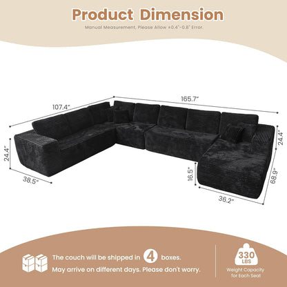 HOOOWOOO Cloud Sectional Couches for Living Room,Modular Sectional Sofa No Assembly,165X110 Inch