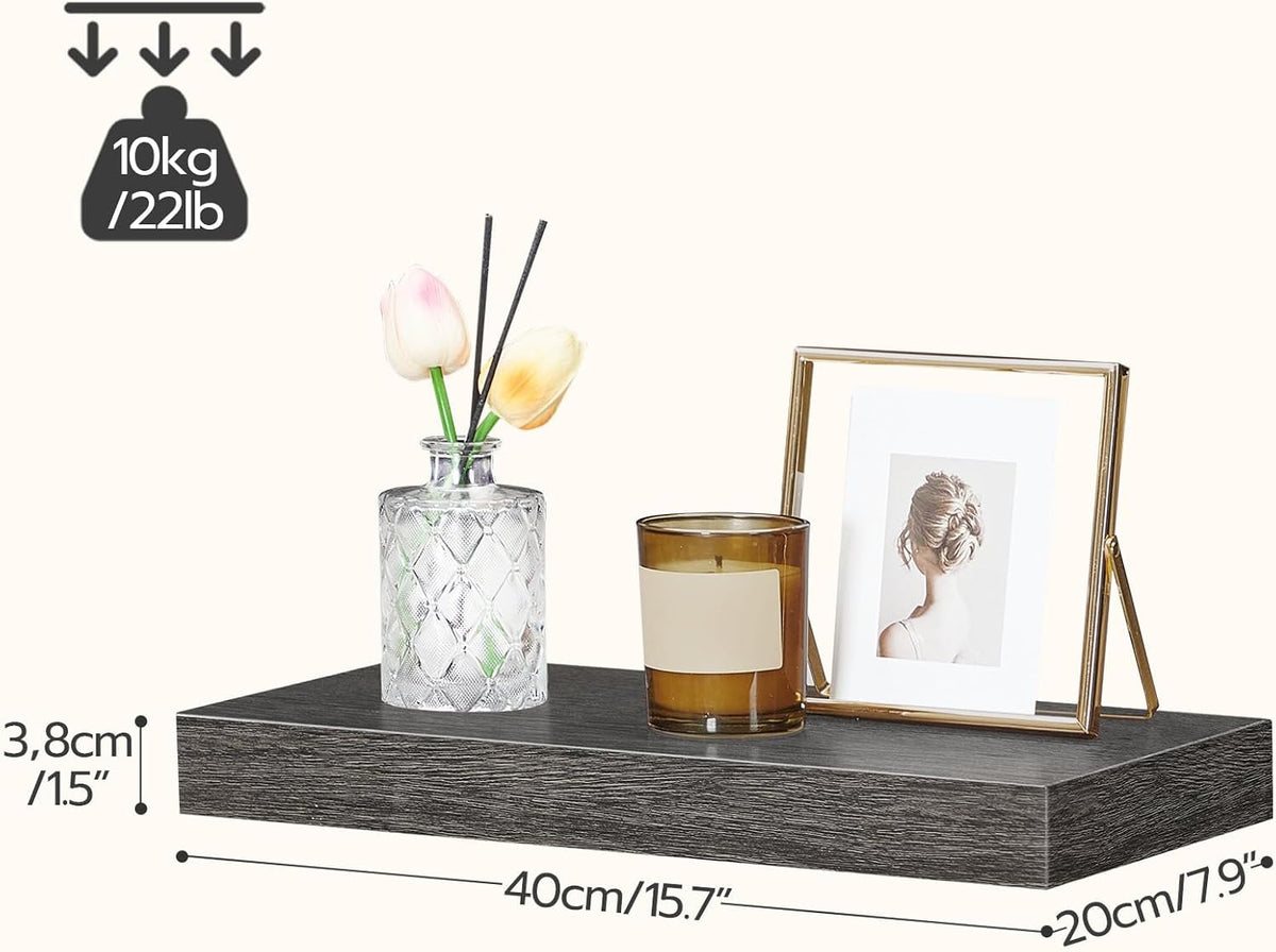 HOOBRO Floating Shelves for Wall, Wall Mounted Shelf Set of 2, 15.7" Hanging Shelf with Invisible