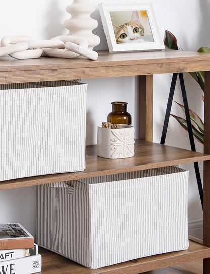StorageWorks Storage Bins, Fabric Storage Bins for Shelves, Large Storage Baskets with Metal Frame
