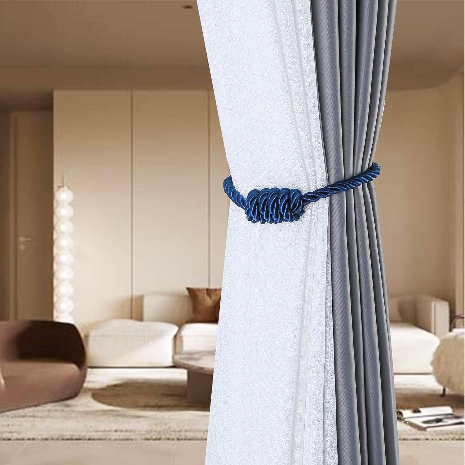 Fenghuangwu 2Pack Magnetic Curtain Tiebacks – Bohemian Style Handmade Woven Tie-Backs for
