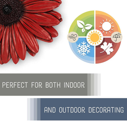 NAT & Jules Gerbera Daisy Flower Shaped Dimensional Indoor Outdoor 12 inch Cast Resin Decorative
