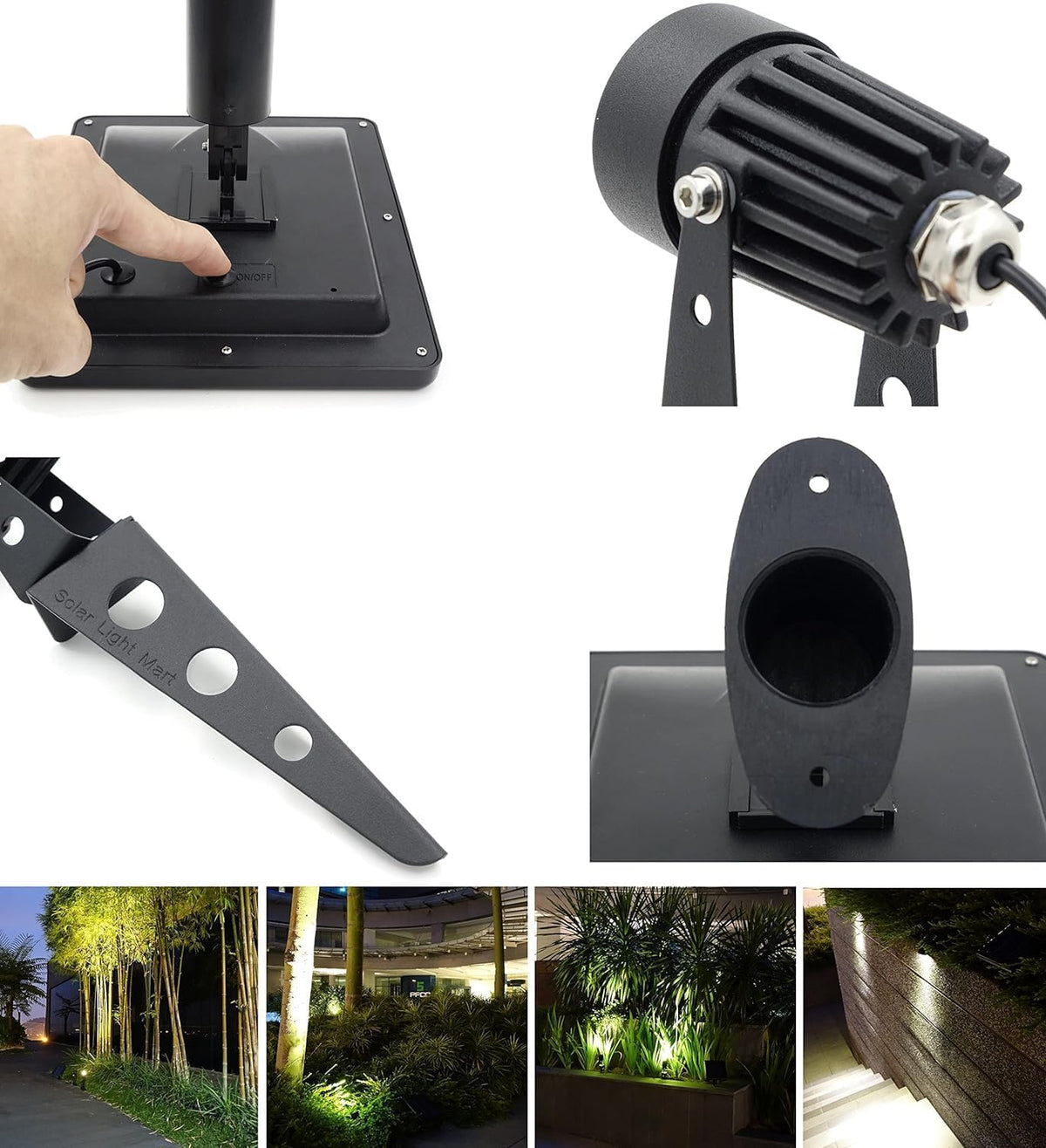 Mini 50X Twin Solar-Powered Flag Pole Light Cast Aluminium Cool White LED Spotlight 60-100 Lumen