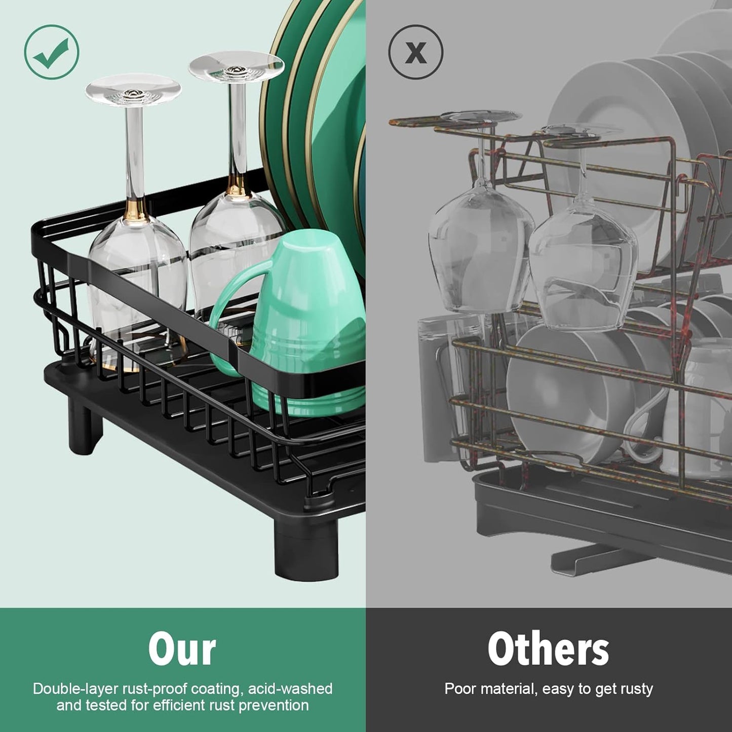 MOUKABAL Dish Drying Rack, Dish Rack, Stainless Steel Dish Racks for Kitchen Counter, Dish Drainer