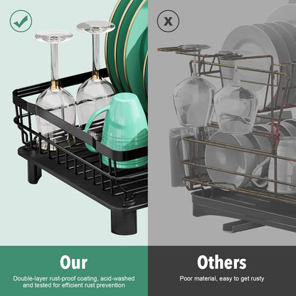 MOUKABAL Dish Drying Rack, Dish Rack, Stainless Steel Dish Racks for Kitchen Counter, Dish Drainer