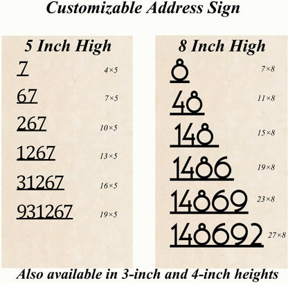Personalized Metal House Number Sign for Outside Modern, Custom Large Outdoor Street Number Sign