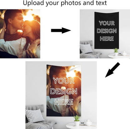 Custom Tapestry For Wall Bedroom Custom Backdrop Personalized Image Text Photo Customized Funny