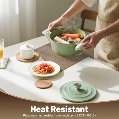 Placemats Set of 8，Non-Slip PVC Weave Table Mats Easy to Clean，Heat Resistant Place Mats for