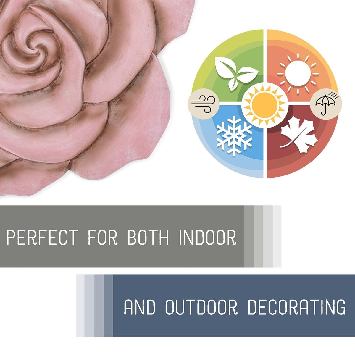 NAT & Jules Rose Flower Shaped Dimensional Indoor Outdoor 12 inch Cast Resin Decorative Garden