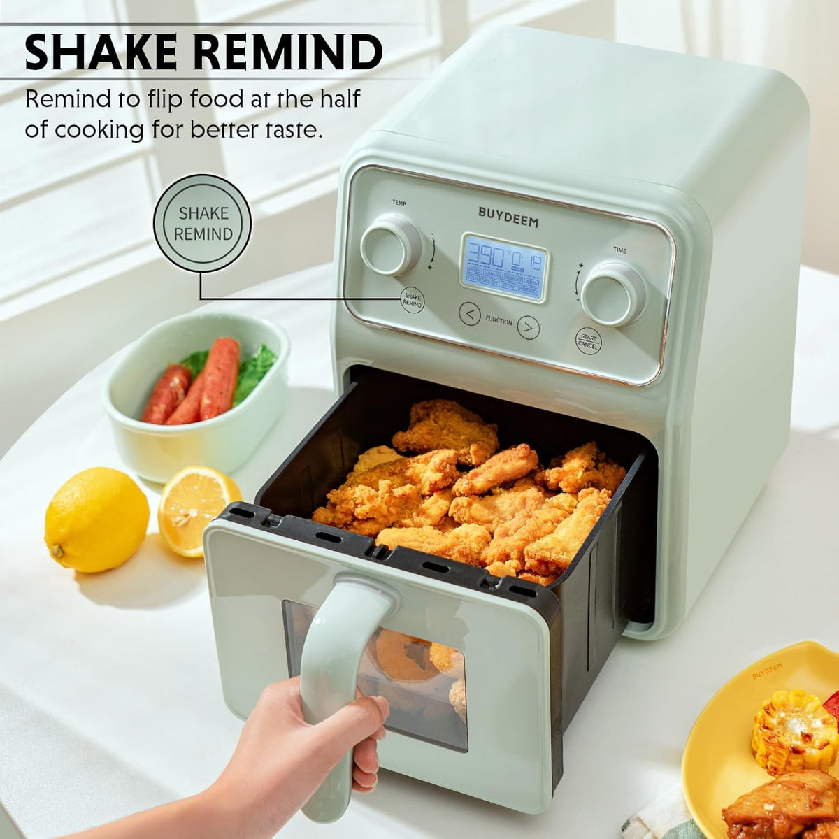 BUYDEEM F51 8-in-1 Air Fryer 4.2QT, Retro Countertop Airfryer Oven with Visible Window, Shake