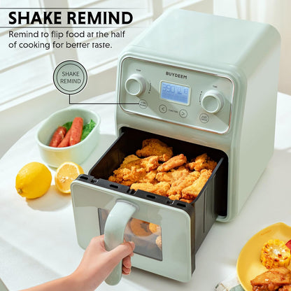 BUYDEEM F51 8-in-1 Air Fryer 4.2QT, Retro Countertop Airfryer Oven with Visible Window, Shake