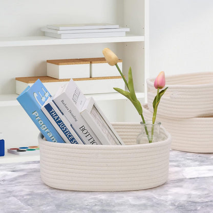 7 Piece Cotton Rope Woven Basket Set - Small Basket for Baby Nursery, Pets, Montessori, Dog & Cat