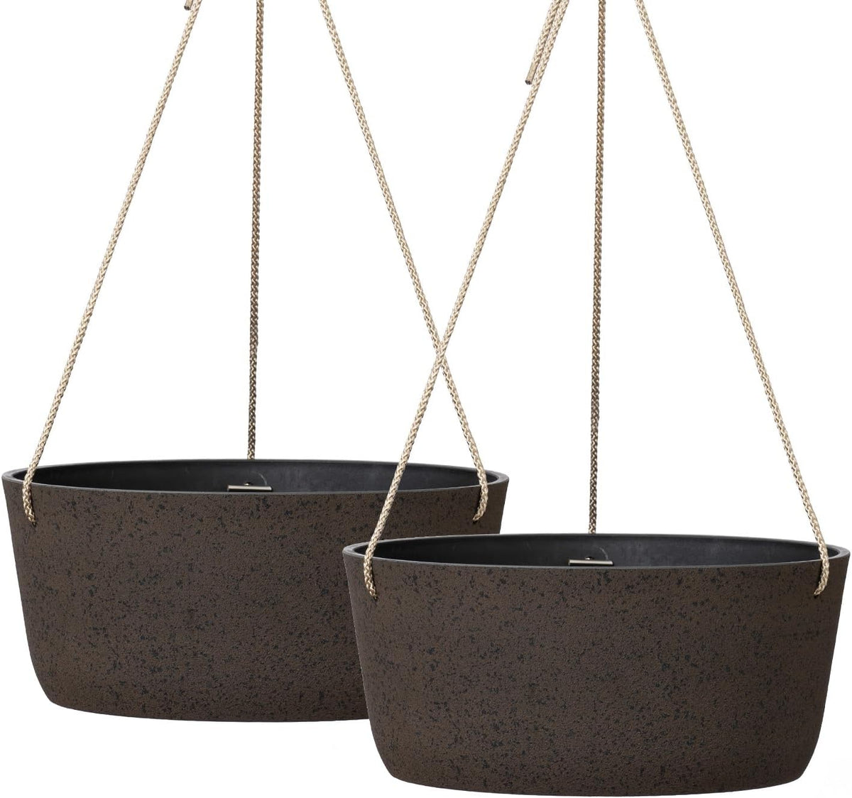La Jolie Maison Large Hanging Planters - 12 Inch Outdoor Flower Pots, Hanging Garden Planters Set