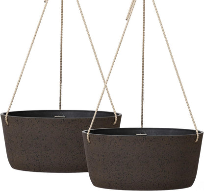 La Jolie Maison Large Hanging Planters - 12 Inch Outdoor Flower Pots, Hanging Garden Planters Set
