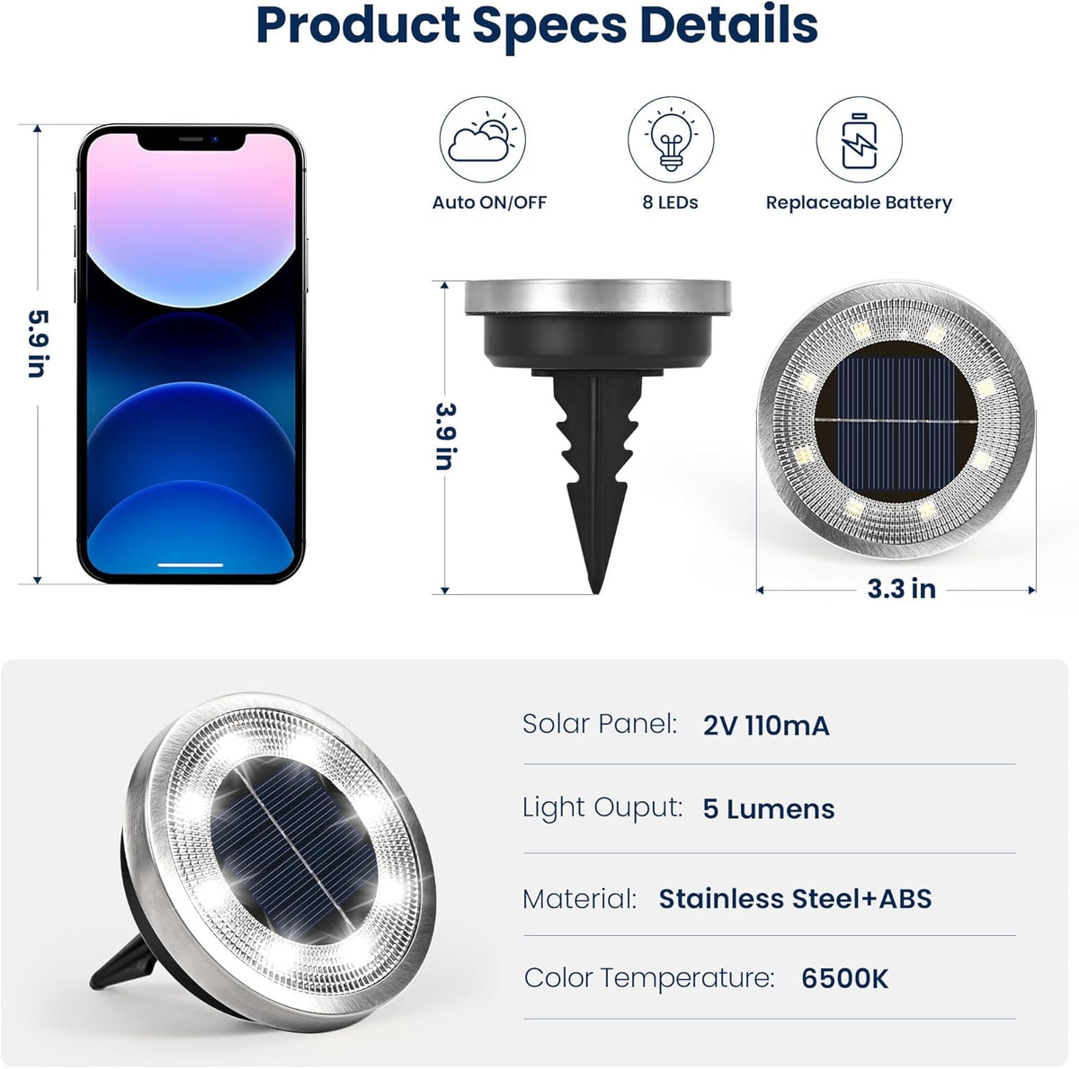 SOLPEX 16 Pack Solar Ground Lights Outdoor Waterproof, Solar Powered Pathway Lights, Landscape