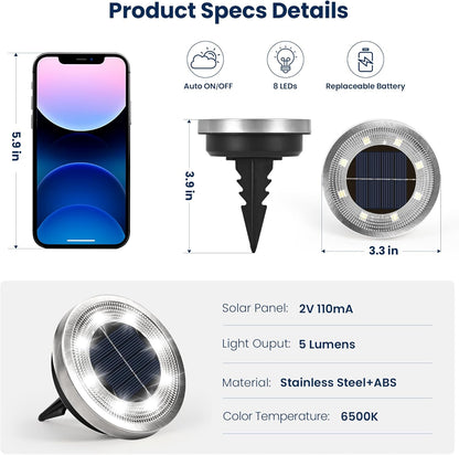 SOLPEX 16 Pack Solar Ground Lights Outdoor Waterproof, Solar Powered Pathway Lights, Landscape