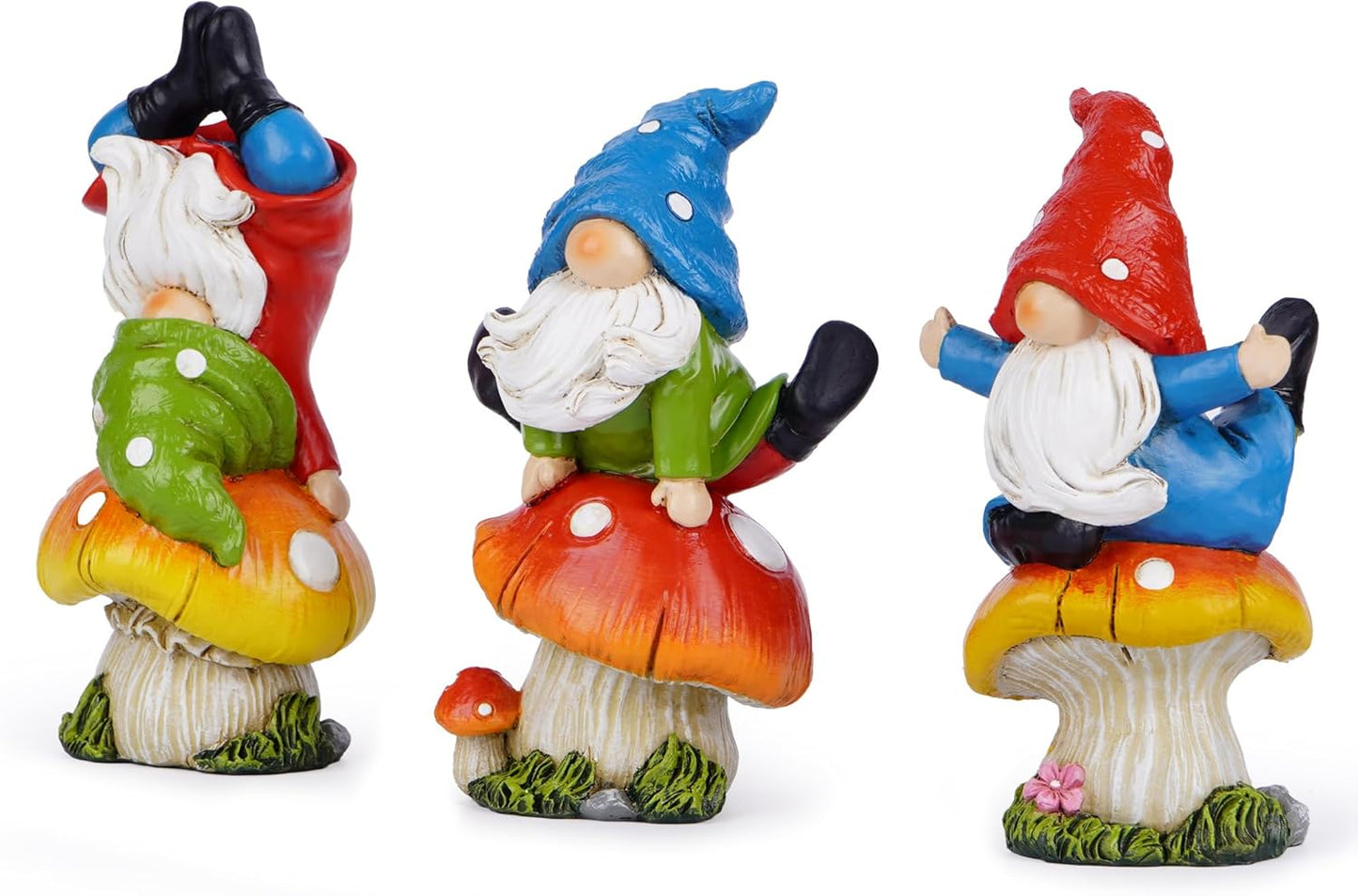 Hodao 3 PCS Spring Yoga Mushroom Gnomes Decoration Summer Elf Figurines Gifts for Home Spring
