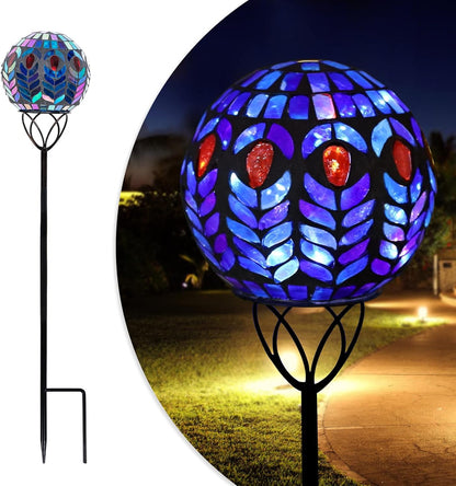 Afirst Solar Outdoor Garden Lights Decorative - Mosaic Solar Stakes Gazing Ball Waterproof Outdoor