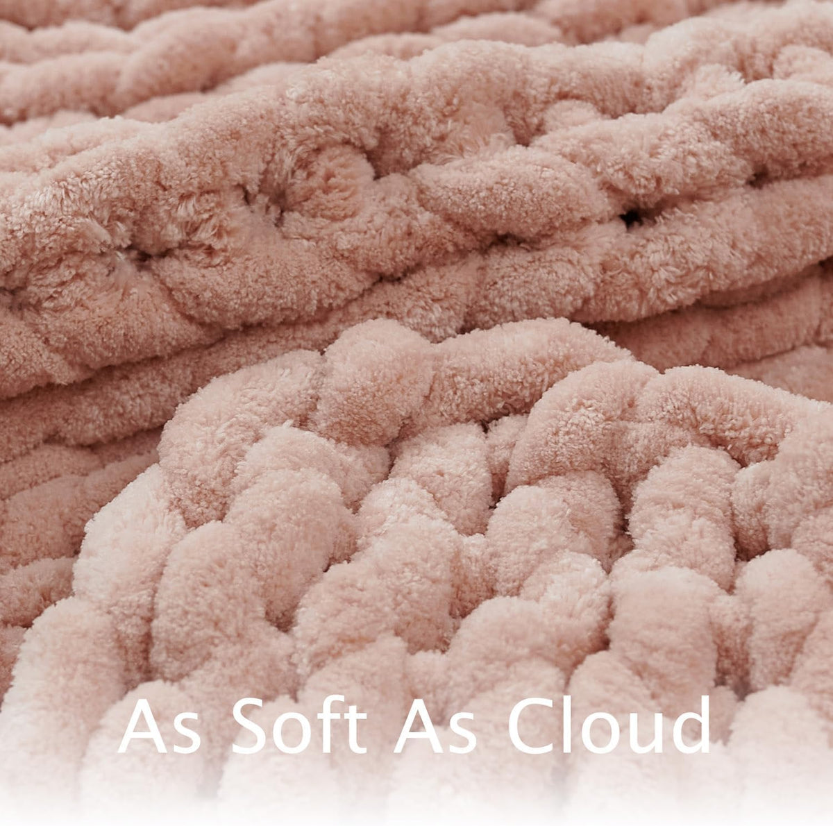 Esterra Chunky Knit Throw Blanket Newly Upgraded Heavy Tighter Version, Handmade Chenille Throw