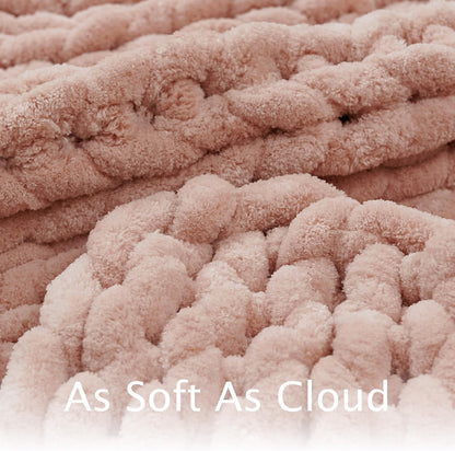 Esterra Chunky Knit Throw Blanket Newly Upgraded Heavy Tighter Version, Handmade Chenille Throw