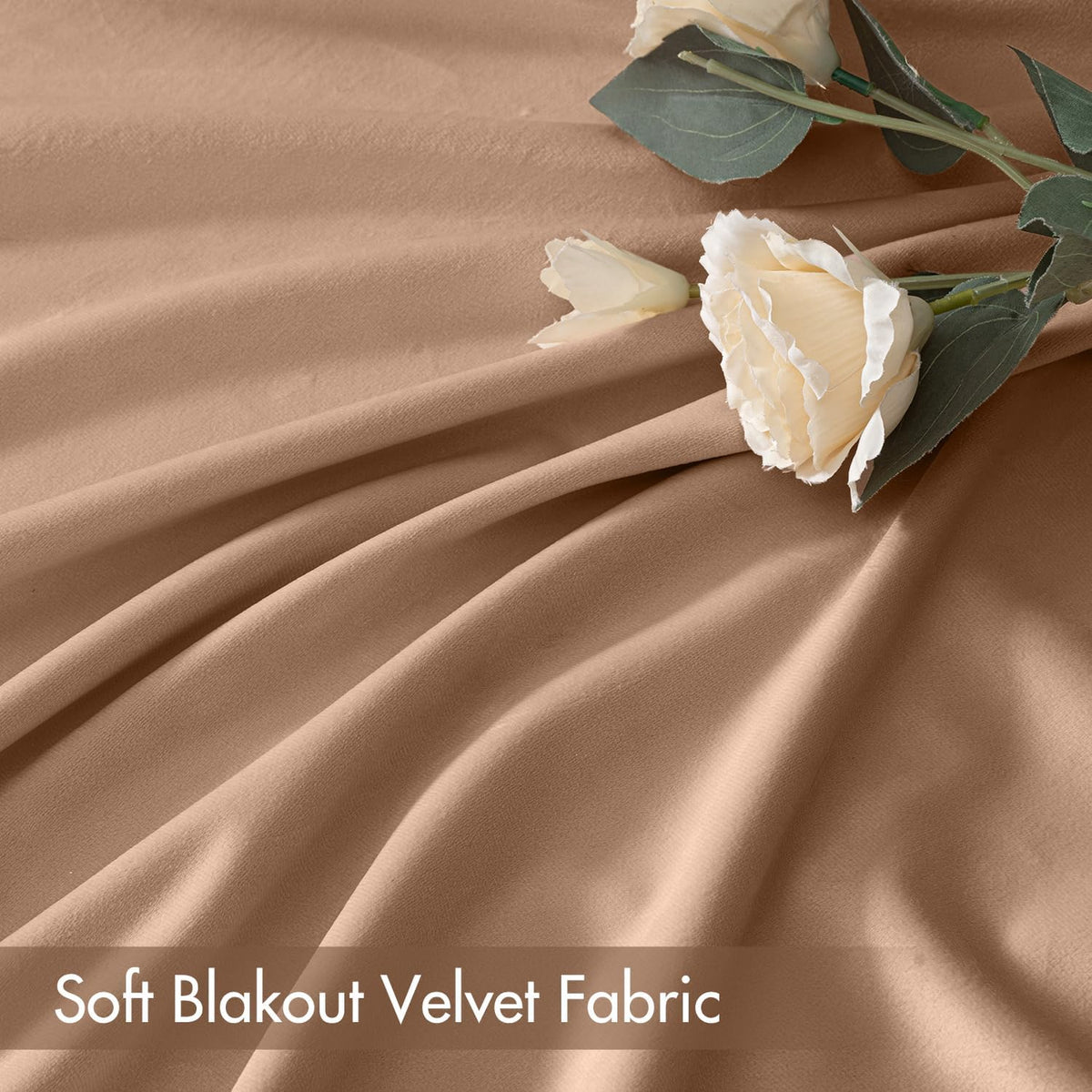MIULEE Blush Beige Velvet Curtains Thermal Insulated Blackout Curtain Drapes for Bedroom Living