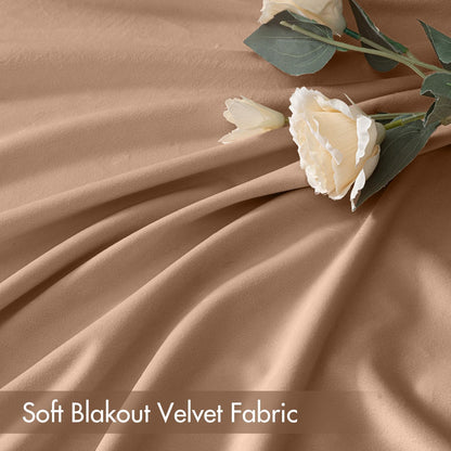 MIULEE Blush Beige Velvet Curtains Thermal Insulated Blackout Curtain Drapes for Bedroom Living