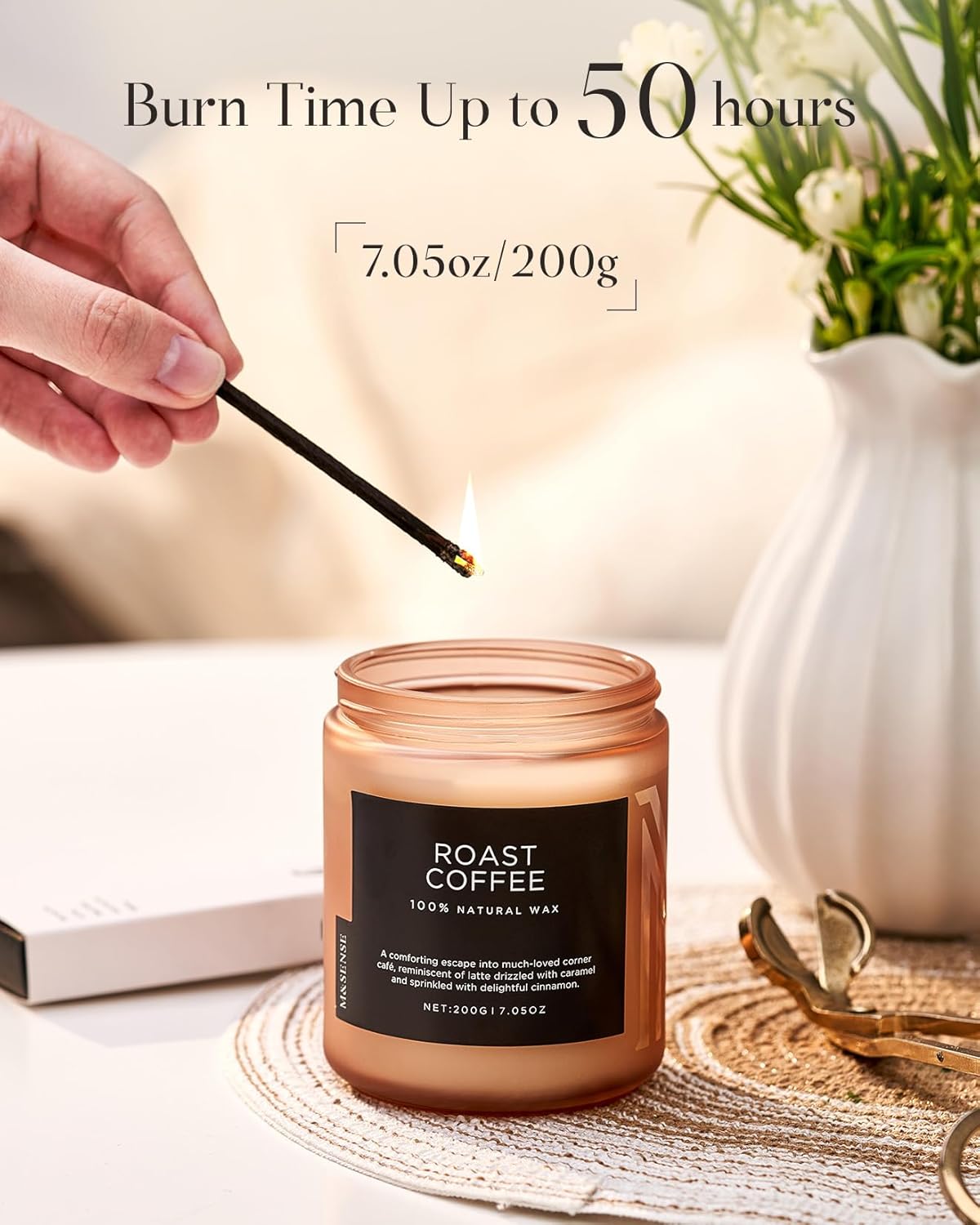 M&SENSE Coffee Candles Scented Strong, Organic Natural Soy Wax for Bedroom Kitchen Home Decor