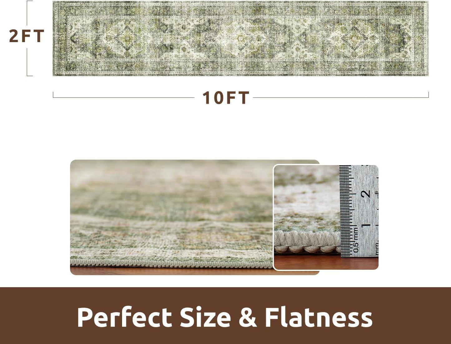 AMOAMI-2X10 Runner Rug-Washable Runners for Hallways-Soft Non Slip Bedside Rugs for Bedroom-Vintage
